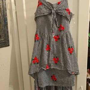 Rose And Gingham Layered Tie Front Dress